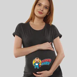 SillyBoom Women Charcoal Printed T-shirt-image-85