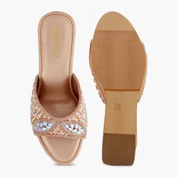 FORVELA Embellished Open Toe Block Heels image 5