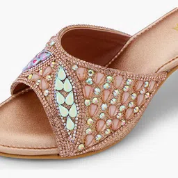 FORVELA Embellished Open Toe Block Heels image 2