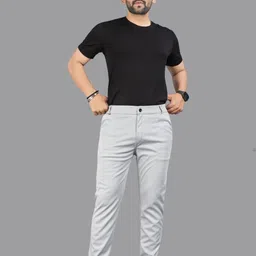 ISUEL FAB Men Grey Lycra Mid-Rise Original Formal Trousers-picture-37