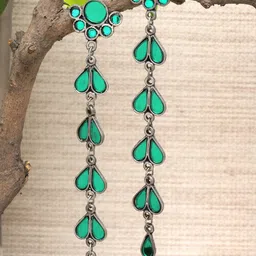 MoedbuilleSilver-Plated Artificial Stones Studded Contemporary Drop Earrings-52