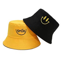 SYGA Reversible Bucket Hat Solid With Smiley Embroidered Yellow Black - Diameter 27 cm-image-3