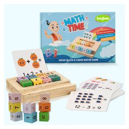 Baybee Wooden Maths Calculation Games with 26 Flash Cards 8 Wooden Blocks and Stand - Multicolor-14