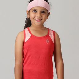 Kiddopanti Sleeveless Cut & Sew Detailed Racer Back Tank Top - Red-26