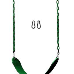 Hop N Play Heavy Duty Flexible Swing Seat with 78 Inches Plastic Coated Chain with & Carabiners for Kids - Green-13