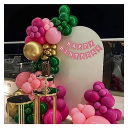 Bubble Trouble Happy Birthday Decoration Item Kit with Pink, Peach & Green Balloons - Pack of 67-94