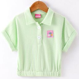 Little Kangaroos100% Cotton WovenHalf Sleeves Striped Top-Lime Green-image-84