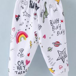 Child World Interlock Cotton Knit Full Length Printed Lounge Pant - White-picture-46