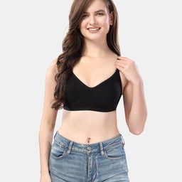 Fabme Cotton Seamless Solid Non Padded Everyday Bra - Black-image-4