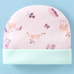 Ben Benny 100% Cotton Knit Animal & Floral Printed Cap Pink - Diameter 10 cm-image-30
