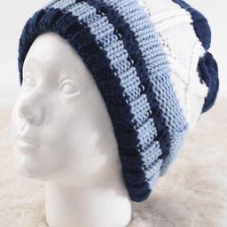Pine Kids Knit Stripe Design Winter Cap - White & Blue-image-77