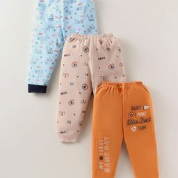 Mini Donuts 100% Cotton Full Length Pajamas Text Printed Pack of 3 (Colour May Vary)-image-90