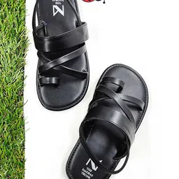 The Madras Trunk Strap Detailed Sandals - Black-picture-24