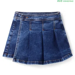 Babyoye Cotton Woven Pleated Skorts - Blue-picture-17