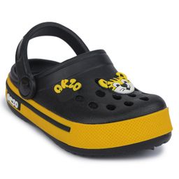 ABROS Tiger Applique Detailed Perforated Slingback Clogs - Black & Mustard-picture-40