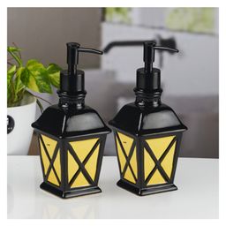 KOOKEE Ceramic Soap Dispenser for handwash for Bathroom, Yellow, (Set of 2) (12033) 350ml-24