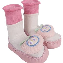 Kidofash Cotton Cartoon Applique Detailed Colour Blocked Sock Shoes - Pink-image-22