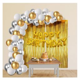 Bubble Trouble White Birthday Decoration Items Huge 48 Pcs White & Golden Balloon Decoration for Birthday | Birthday Decorations for Husband & Wife | Birthday Decoration Items for Boy & Girl-image-89