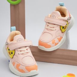 TRUFFLE COLLECTION Duck Patch Embroidered Mesh Detailed Velcro Closure Sneakers - Pink-image-83