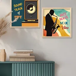 WALLLANE Brown & Black 2 Pieces Music Theme Wooden Wall Art-picture-32