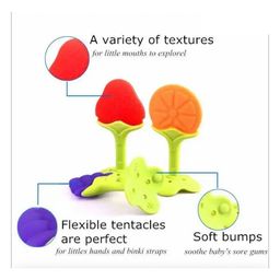 Numum Baby Teether Set of 2 Soft Silicone Fruit Shape and Ring Teether- (blue fruit teether and ring teether) (Color and design may vary) image 5