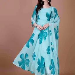 Raiyani Fashion Women Floral Printed Gown Ethnic Dress With Dupatta-image-56