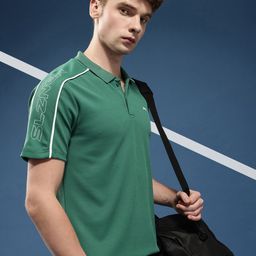 Slazenger Minimal Brand Logo Print Polo Collar Athleisure T-shirt-image-74