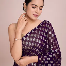 DIVASTRI Embellished Sequinned Pure Georgette Saree-image-20