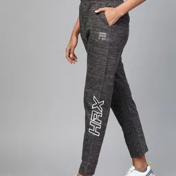HRX by Hrithik Roshan Women Black Melange Solid Slim Fit Training Track Pants-picture-26
