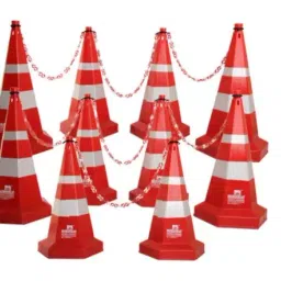 Ladwa 750 mm Road Safety Cone with 10 mtr Chain and Reflective Strips Collar LSI-NC-P10,(10 Pcs)-45
