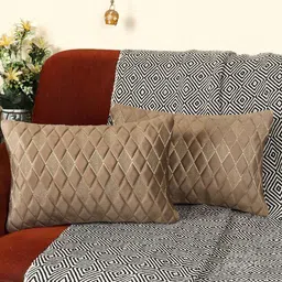 Designer Rectangle Cushion Covers 12x18 Set of 2 | Premium Velvet Sofa Throw Pillow Covers | Stylish Modern Home Dcor | Mouse Color-image-13