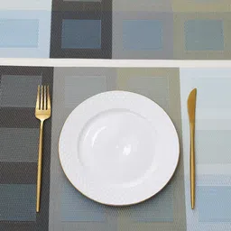 HOKIPO Blue 7-Pieces Geometric Rectangular Table Placemats & Table Runner image 2