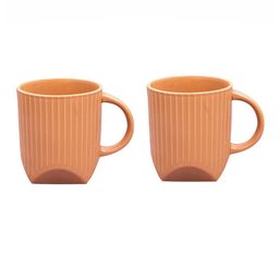 CLAY CRAFT Set of 2 Peach-Coloured Textured Ceramic Mugs image 2