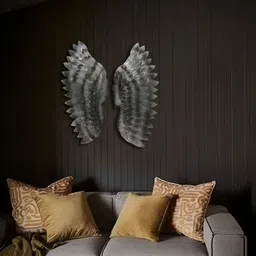 THREADVIBE LIVING Off-White & Black Textured Angel Wings Wall Decors-23