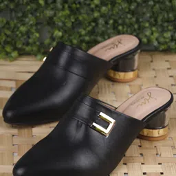 JM Looks Pointed Toe Block Mules image 3