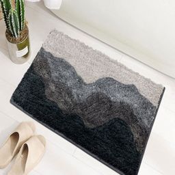 LUXEHOME INTERNATIONAL Green & Grey Printed Microfibre 1780 GSM Bath Rugs-image-90