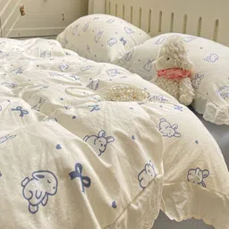 JC HOME Blue Polycotton Single Regular Bedding Set-image-9