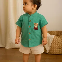 Greendeer Unisex Modern Fit Solid Mandarin Collar Cotton Casual Shirt-image-23