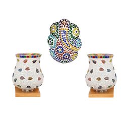 Somil Indore Mosaic Decorative Lamp Combo of Matching Wall Lamp & Blessing God Ganesh Wall Lamp, Multi Compatible with LED, Size: 14 X 14 X 19 Cm, Pack of 3.-image-94