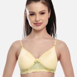 FIMS Women Beige Cotton Lace Padded Bra-17