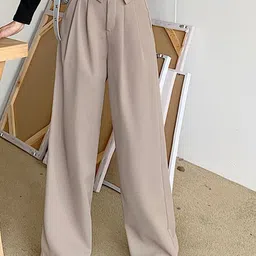 Outzidr Women Relaxed High-Rise Pleated Trousers-image-82