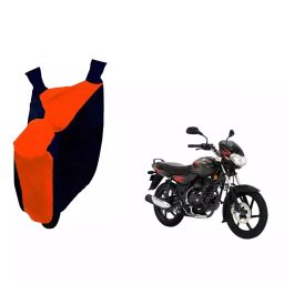 Auto Pearl Waterproof Two Wheeler Cover For Bajaj Discover 125 DTS-i (Orange & Blue)-66