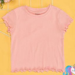 Pantaloons Junior Girls Solid Round Neck Cotton T-shirt-picture-43