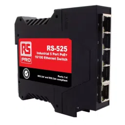 RS PRO DIN Rail Mount Ethernet Switch, 5 RJ45 Ports, 10/100Mbit/s Transmission, 57V dc Model No 2263245-22