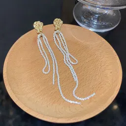 Aurum & You Gold Plated Artificial Beaded Tasselled Contemporary Drop Earrings-image-7