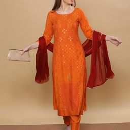 DUMMY SHAPE Women Paisley Printed Panelled Kurta with Trousers & With Dupatta-47