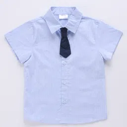 Kookie Kids Half Sleeves Check Shirt - Blue-picture-42