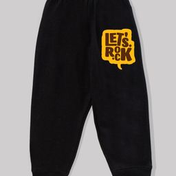KAVEE 100% Cotton Biowashed Full Length Lounge Pant Lets Rock Print - Black-image-3