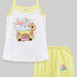 Cucumber Singlet Sleeves Inner Wear Set Car Print - Yellow-image-7