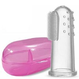 DOMENICO Silicone Finger Tooth Brush with Carry Case - Pink-20